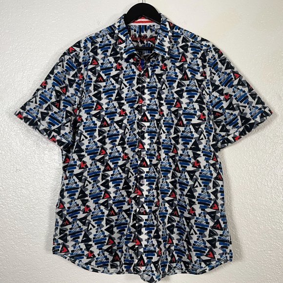 Robert Graham Tailored Fit Geometric Retro Pattern S/S Button Shirt Men's 3XL - Picture 3 of 9